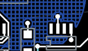 Figure 4. PowerPCB automatically connects the assigned net to the copper pour with a thermal relief